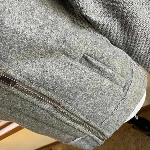 Love token Asymmetric Full Zip Faux Fur Lined Sweater Knit Jacket Gray: M - Picture 3 of 11